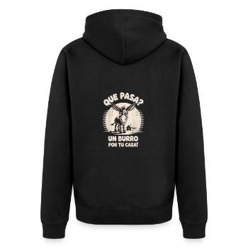 Lustiges Eseldesign - Unisex Premium Bio Zip Hoodie - Schwarz - Hinten - Nico (187cm)