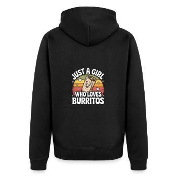 Juste une fille qui aime les burritos - Veste à capuche bio Premium Unisexe - noir - Dos - Nico (187cm)