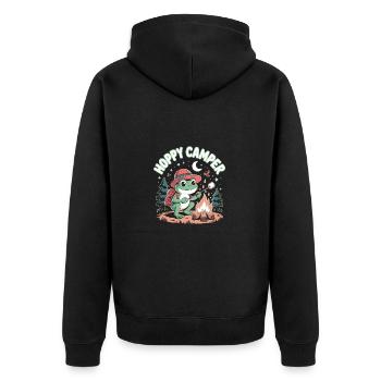 Hoppy Camper Camper Frosch - Unisex Premium Bio Zip Hoodie - Schwarz - Hinten - Nico (187cm)