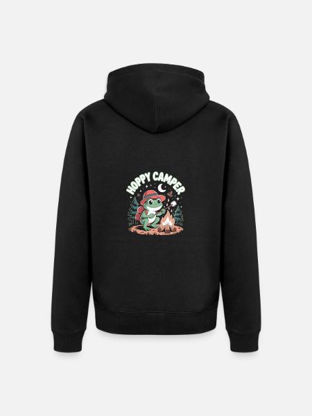Hoppy Camper Camper Frog - Unisex Premium Organic Zip Hoodie - black