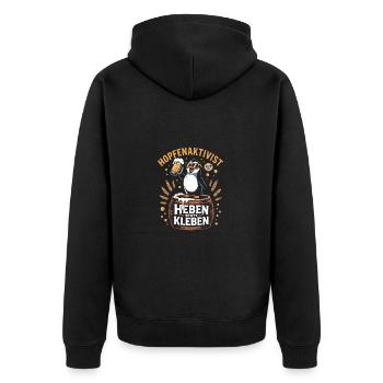 Lifting instead of gluing: Funny beer design - Unisex Premium Organic Zip Hoodie - black - Back - Nico (187cm)