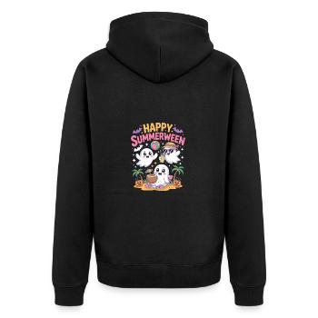 Happy Summerween - Unisex Premium Bio Zip Hoodie - Schwarz - Hinten - Nico (187cm)