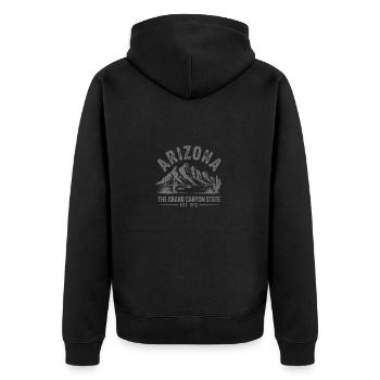 Arizona Berge - Unisex Premium Bio Zip Hoodie - Schwarz - Hinten - Nico (187cm)