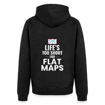 Das Leben ist zu kurz für flache Karten Weltkarte GIS - Unisex Premium Bio Zip Hoodie - Schwarz - Hinten - Nico (187cm)