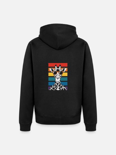 Giraffe with sunglasses sunset - Unisex Premium Organic Zip Hoodie - black