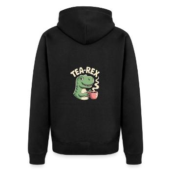 Lustiges Tee Design mit Tea rex - Unisex Premium Bio Zip Hoodie - Schwarz - Hinten - Nico (187cm)