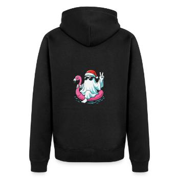 Lustiger Weihnachtsmann Halloween Design - Unisex Premium Bio Zip Hoodie - Schwarz - Hinten - Nico (187cm)
