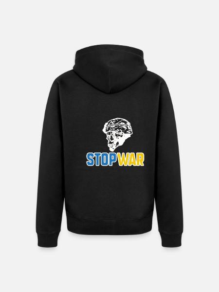 Stop war - Unisex Premium Organic Zip Hoodie - black
