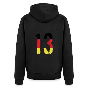 Maillot 13 numéros Allemagne - Veste à capuche bio Premium Unisexe - noir - Dos - Nico (187cm)