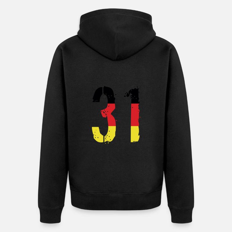 Maillot 31 Numéro Allemagne - Veste à capuche bio Premium Unisexe - noir