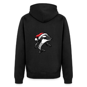 Wal Weihnachten - Unisex Premium Bio Zip Hoodie - Schwarz - Hinten - Nico (187cm)