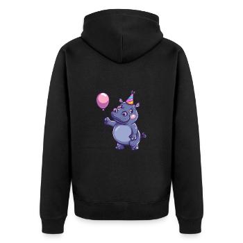 Hippopotame Anniversaire Bébé - Veste à capuche bio Premium Unisexe - noir - Dos - Nico (187cm)