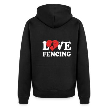Fechten - Unisex Premium Bio Zip Hoodie - Schwarz - Hinten - Nico (187cm)