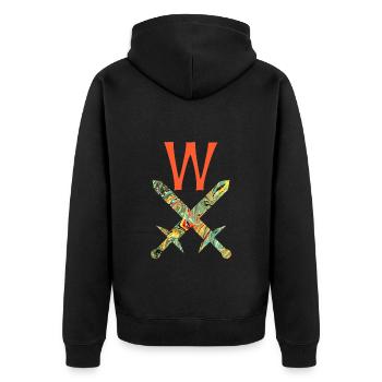Crossed swords E 200 W - Unisex Premium Organic Zip Hoodie - black - Back - Nico (187cm)