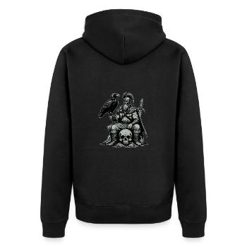 Viking avec épée et corbeau sur le crâne - Veste à capuche bio Premium Unisexe - noir - Dos - Nico (187cm)