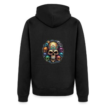 Decorative Large Skull with Small Skulls - Unisex Premium Organic Zip Hoodie - black - Back - Nico (187cm)