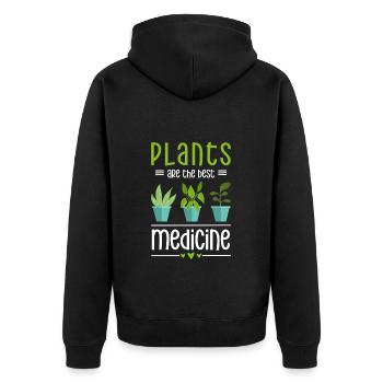 Heilkraut Gesund Arzt Krankheit - Unisex Premium Bio Zip Hoodie - Schwarz - Hinten - Nico (187cm)
