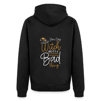 Balai de sorcière Dicton magique Drôle - Veste à capuche bio Premium Unisexe - noir - Dos - Nico (187cm)
