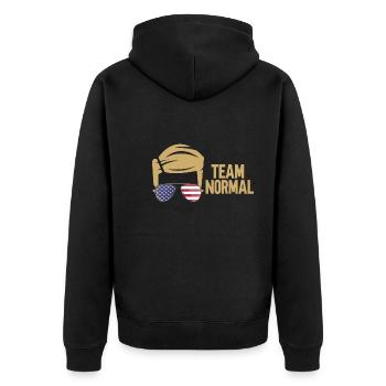 Team Normal - Unisex Premium Organic Zip Hoodie - black - Back - Nico (187cm)