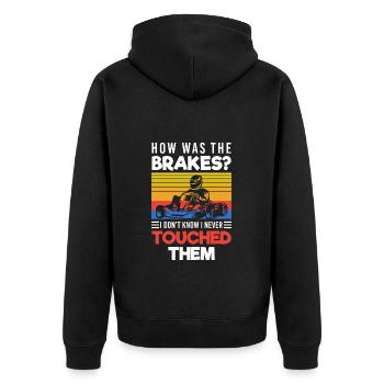 Gokart Kartfahrer Rennsport Kart fahren - Unisex Premium Bio Zip Hoodie - Schwarz - Hinten - Nico (187cm)