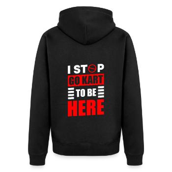 Kartbahn Karting Kartsport Kart fahren - Unisex Premium Bio Zip Hoodie - Schwarz - Hinten - Nico (187cm)