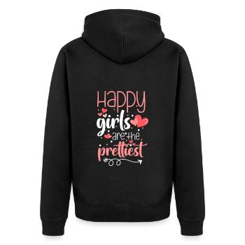 Happiness Joy Money Optimism - Unisex Premium Organic Zip Hoodie - black - Back - Nico (187cm)