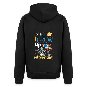 Weltall Weltraum Raumfahrtschiff Planet - Unisex Premium Bio Zip Hoodie - Schwarz - Hinten - Nico (187cm)