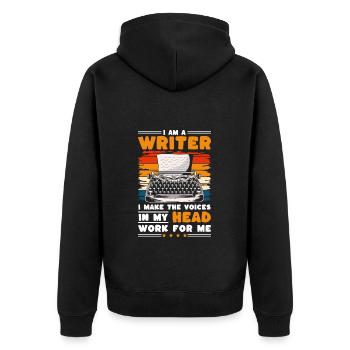 Writers Writing Literature - Unisex Premium Organic Zip Hoodie - black - Back - Nico (187cm)