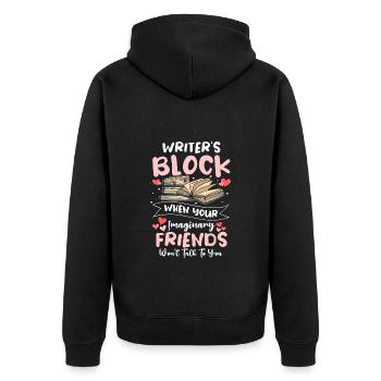 Author Editor Library Poetry - Unisex Premium Organic Zip Hoodie - black - Back - Nico (187cm)