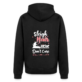 Tobogganing Christmas Winter Sports Wooden Sledge - Unisex Premium Organic Zip Hoodie - black - Back - Nico (187cm)