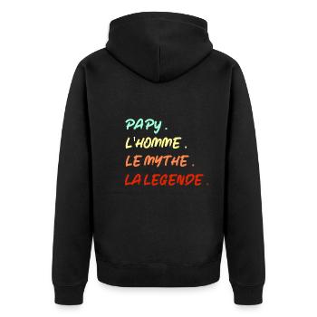 Paypy,the man,the myth,the legend - Unisex Premium Organic Zip Hoodie - black - Back - Nico (187cm)