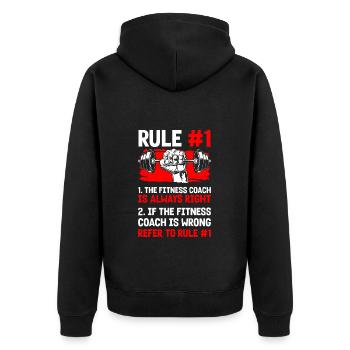 Fitness Muskelaufbau Bodybuilder - Unisex Premium Bio Zip Hoodie - Schwarz - Hinten - Nico (187cm)