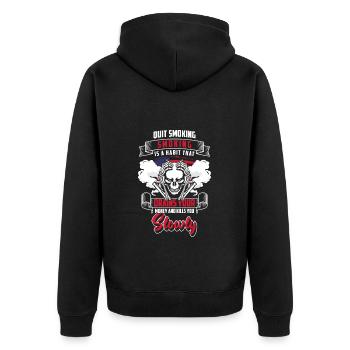 Nikotin Sucht - Unisex Premium Bio Zip Hoodie - Schwarz - Hinten - Nico (187cm)