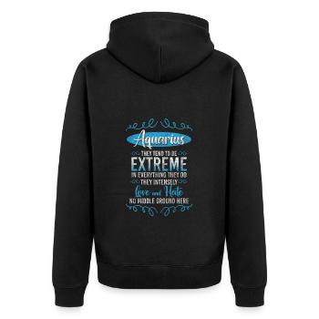 Sternzeichen Januar Geburt Symbol - Unisex Premium Bio Zip Hoodie - Schwarz - Hinten - Nico (187cm)