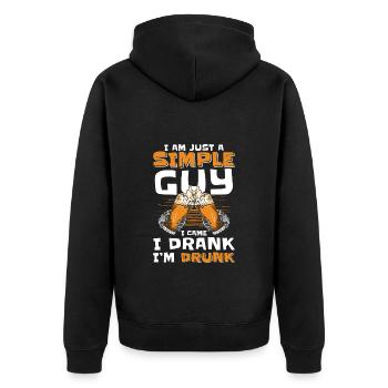 Alkoholiker Saufen Betrunken Schnaps - Unisex Premium Bio Zip Hoodie - Schwarz - Hinten - Nico (187cm)