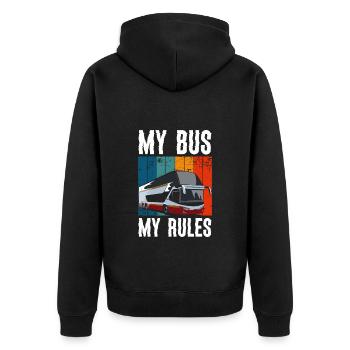 Bus Beruf Arbeit Kraftfahrer - Unisex Premium Bio Zip Hoodie - Schwarz - Hinten - Nico (187cm)