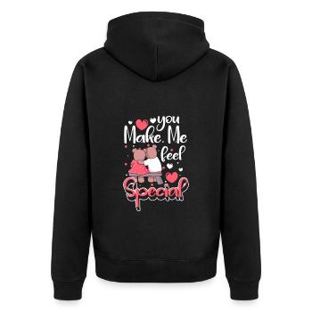 Romantisch Paar Romantik Zuneigung - Unisex Premium Bio Zip Hoodie - Schwarz - Hinten - Nico (187cm)