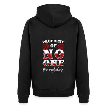 Allein Alleinstehend - Unisex Premium Bio Zip Hoodie - Schwarz - Hinten - Nico (187cm)