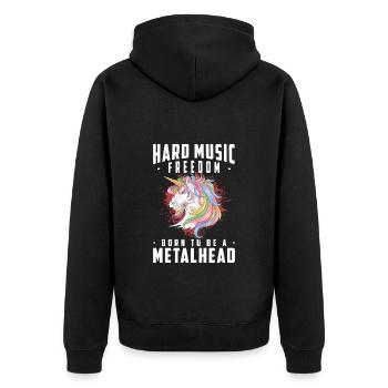 Metal Gitarre Rock Hardrock - Unisex Premium Bio Zip Hoodie - Schwarz - Hinten - Nico (187cm)