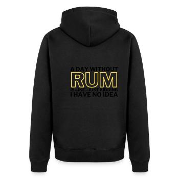 Rhum Drôle Une journée sans rhum - Veste à capuche bio Premium Unisexe - noir - Dos - Nico (187cm)