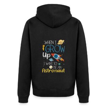 Weltall Sterne Mond - Unisex Premium Bio Zip Hoodie - Schwarz - Hinten - Nico (187cm)