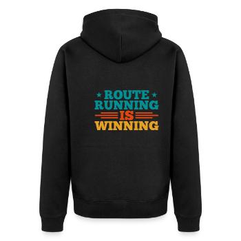 Route Running Is Winning Wide Receiver - Unisex Premium Bio Zip Hoodie - Schwarz - Hinten - Nico (187cm)