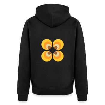 70er Jahre Blume Muster Retro Hippie Flowers Power - Unisex Premium Bio Zip Hoodie - Schwarz - Hinten - Nico (187cm)