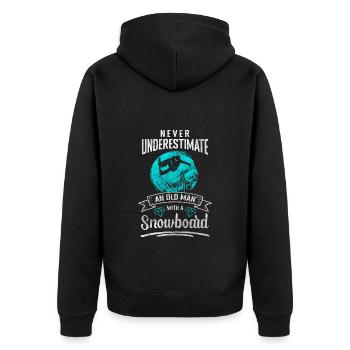Snowboard Board Sport Winterurlaub - Unisex Premium Bio Zip Hoodie - Schwarz - Hinten - Nico (187cm)