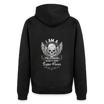 Polizei Beruf Kommisar Handschellen - Unisex Premium Bio Zip Hoodie - Schwarz - Hinten - Nico (187cm)