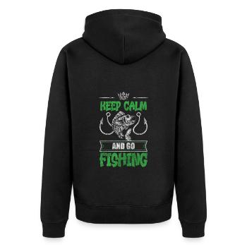 Fishing Perch Boat Pond - Unisex Premium Organic Zip Hoodie - black - Back - Nico (187cm)