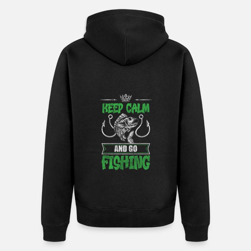 Angeln Barsch Boot Teich - Unisex Premium Bio Zip Hoodie - Schwarz