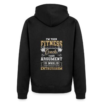 Fitness Workout Pumps - Unisex Premium Organic Zip Hoodie - black - Back - Nico (187cm)