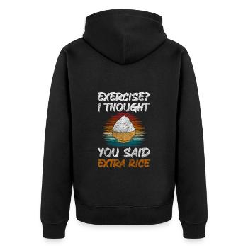 Buffet Köstlich All you can eat Auswahl - Unisex Premium Bio Zip Hoodie - Schwarz - Hinten - Nico (187cm)