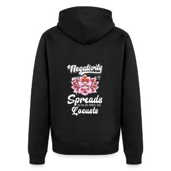 Entspannung Frieden Spirituell - Unisex Premium Bio Zip Hoodie - Schwarz - Hinten - Nico (187cm)